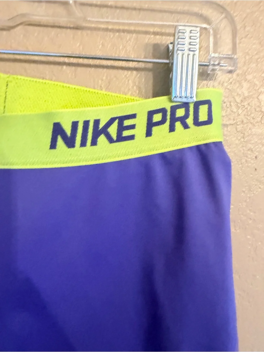 Nike Purple Athletic Shorts with Lime Waistband